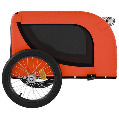 Vidaxl Remolque De Bicicleta Mascotas Hierro Tela Oxford Naranja Negro_5