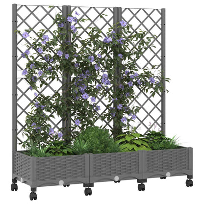 Jardinera Con Enrejado Y Ruedas Gris Claro 120 X 40 X 131,5 Cm_2