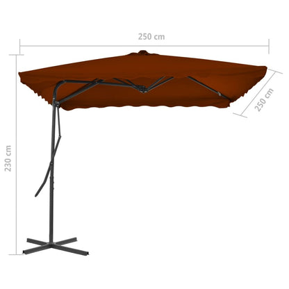 Vidaxl Sombrilla De Jardín Con Palo De Acero Terracota 250x250x230 Cm_2