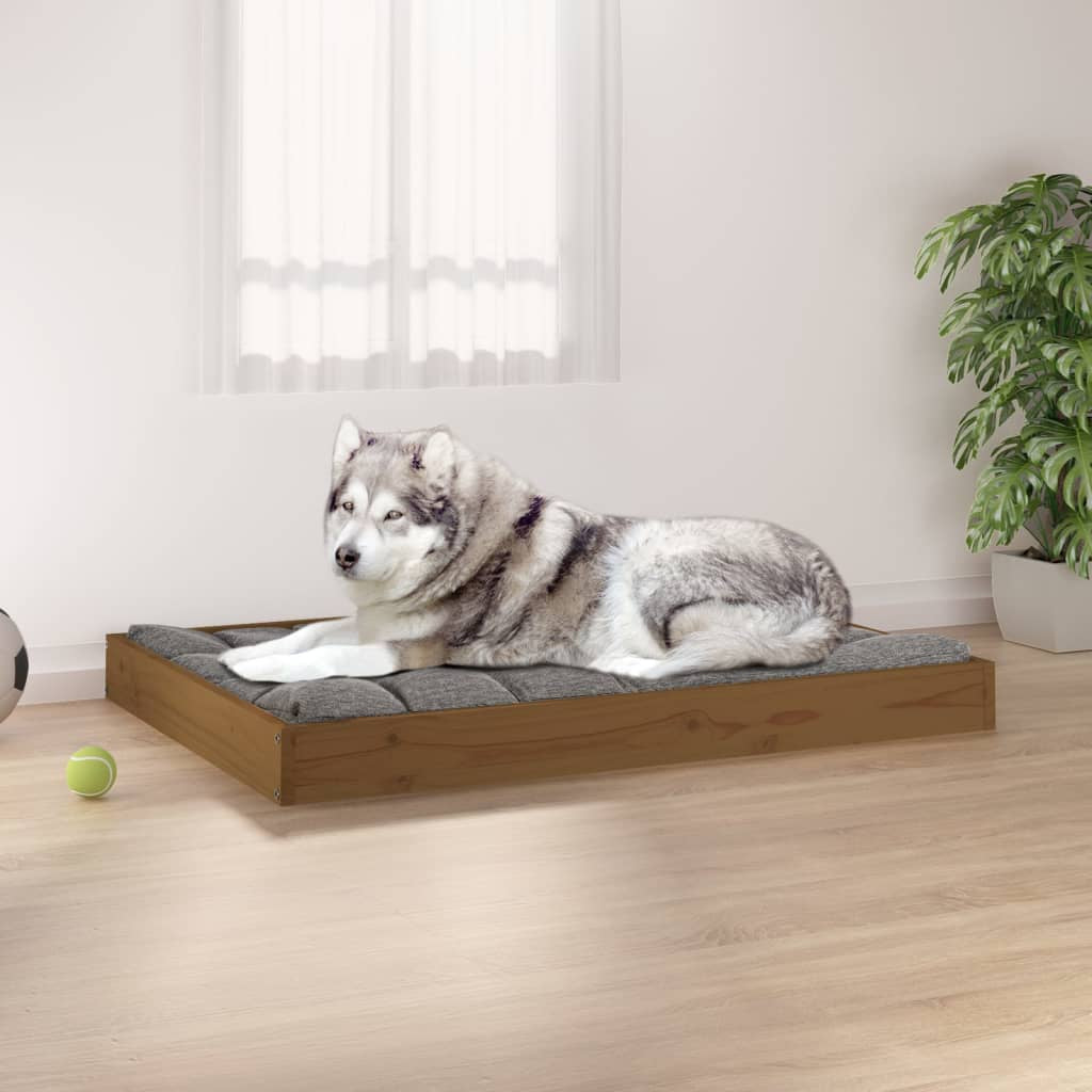Vidaxl Cama Para Perros Madera Maciza Pino Marrón Miel 101,5x74x9 Cm_1
