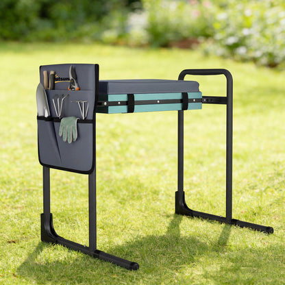 Outsunny Taburete De Jardín Plegable Con Bolsa Para Herramientas Gris Oscuro_1