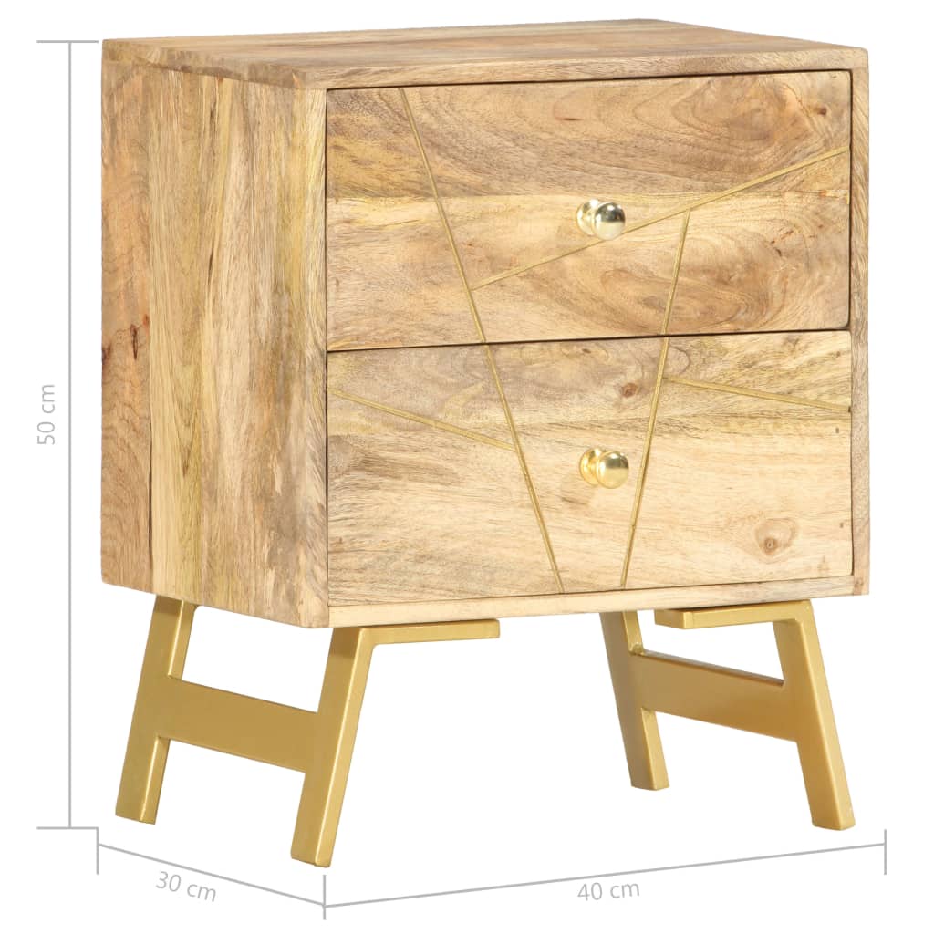 Mesita De Noche De Madera Maciza De Mango 40x30x50 Cm_4