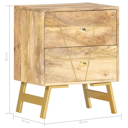 Mesita De Noche De Madera Maciza De Mango 40x30x50 Cm_4