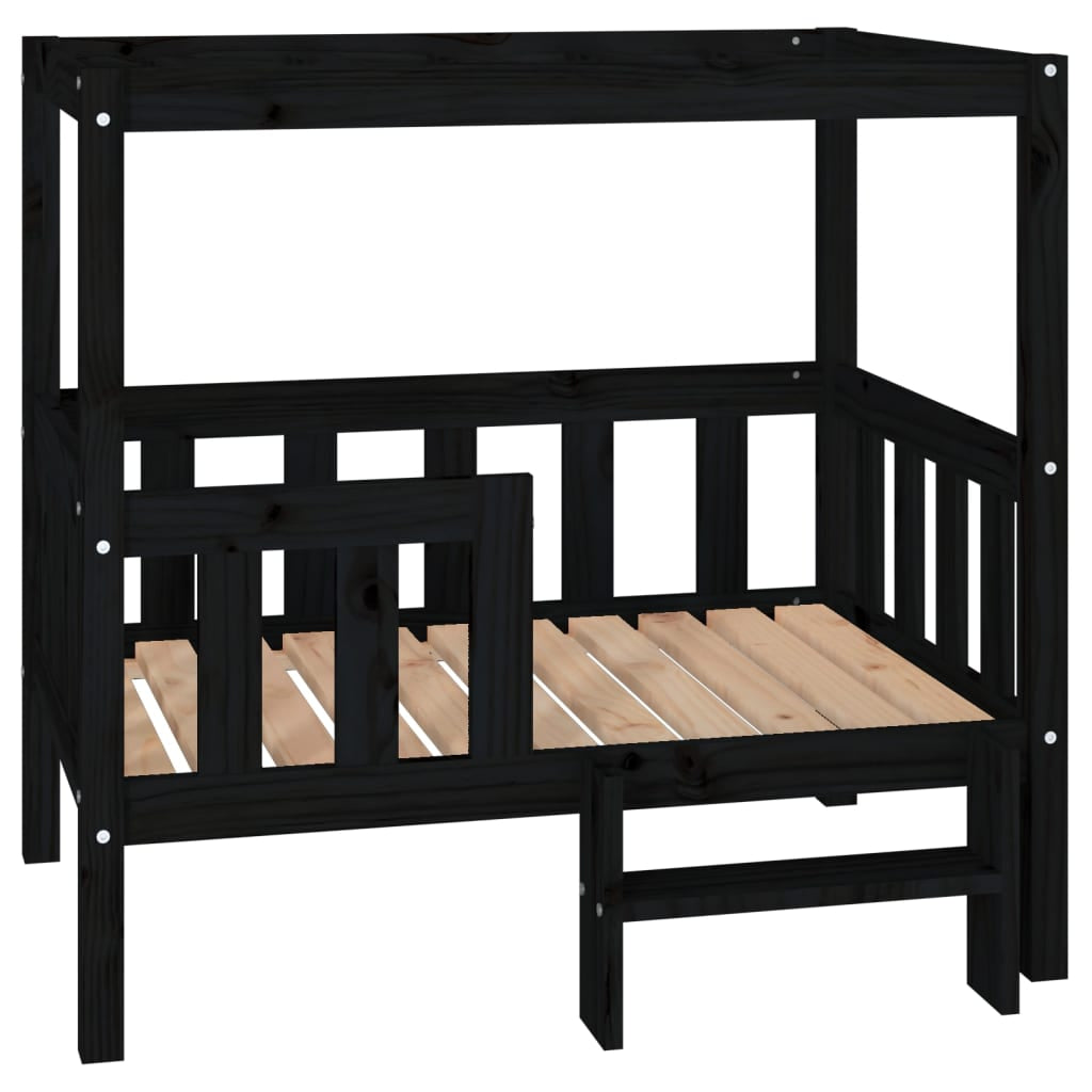 Vidaxl Cama Para Perros Madera Maciza De Pino Negro 95,5x73,5x90 Cm_0