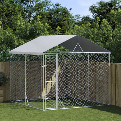 Vidaxl Perrera De Exterior Con Techo Acero Galvanizado Plata 3x3x2,5 M_1