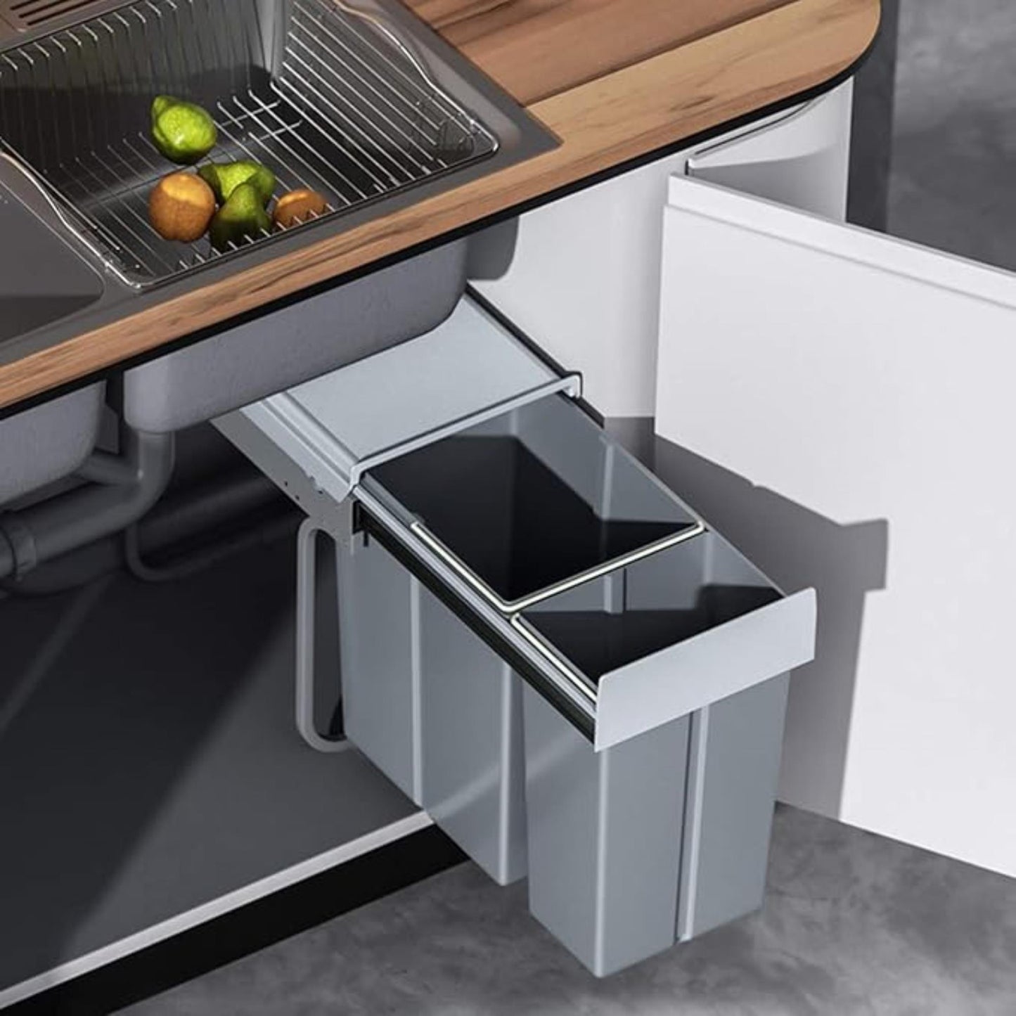 Cubo De Reciclaje 8l+5l Bajo Fregadero, Extracción Manual Y Tapa_2
