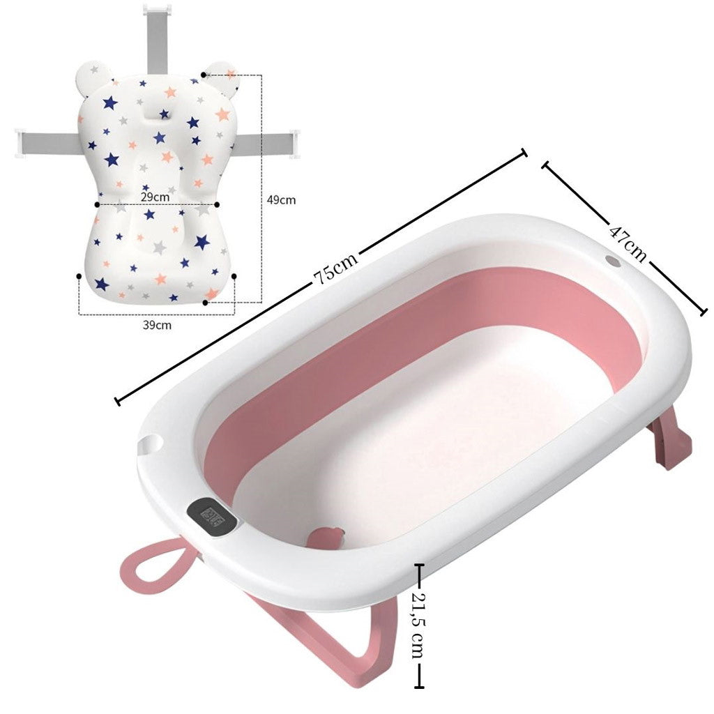 Bathby Bañera Plegable Rosa Para Bebés, Cojín Reductor, Termómetro, Patas Antideslizantes (rosa Pastel)