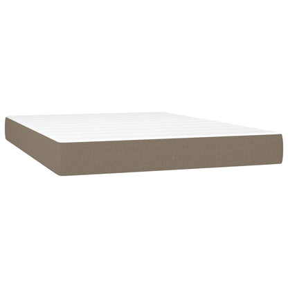 Cama Box Spring Colchón Y Luces Led Tela Gris Taupe 140x190 Cm / Vetonek_4