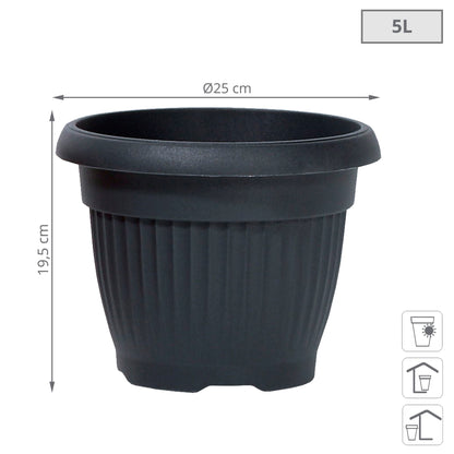 Maceta Terra 5l., Dimensiones (mm) 250x250x195, Color Antracita_2