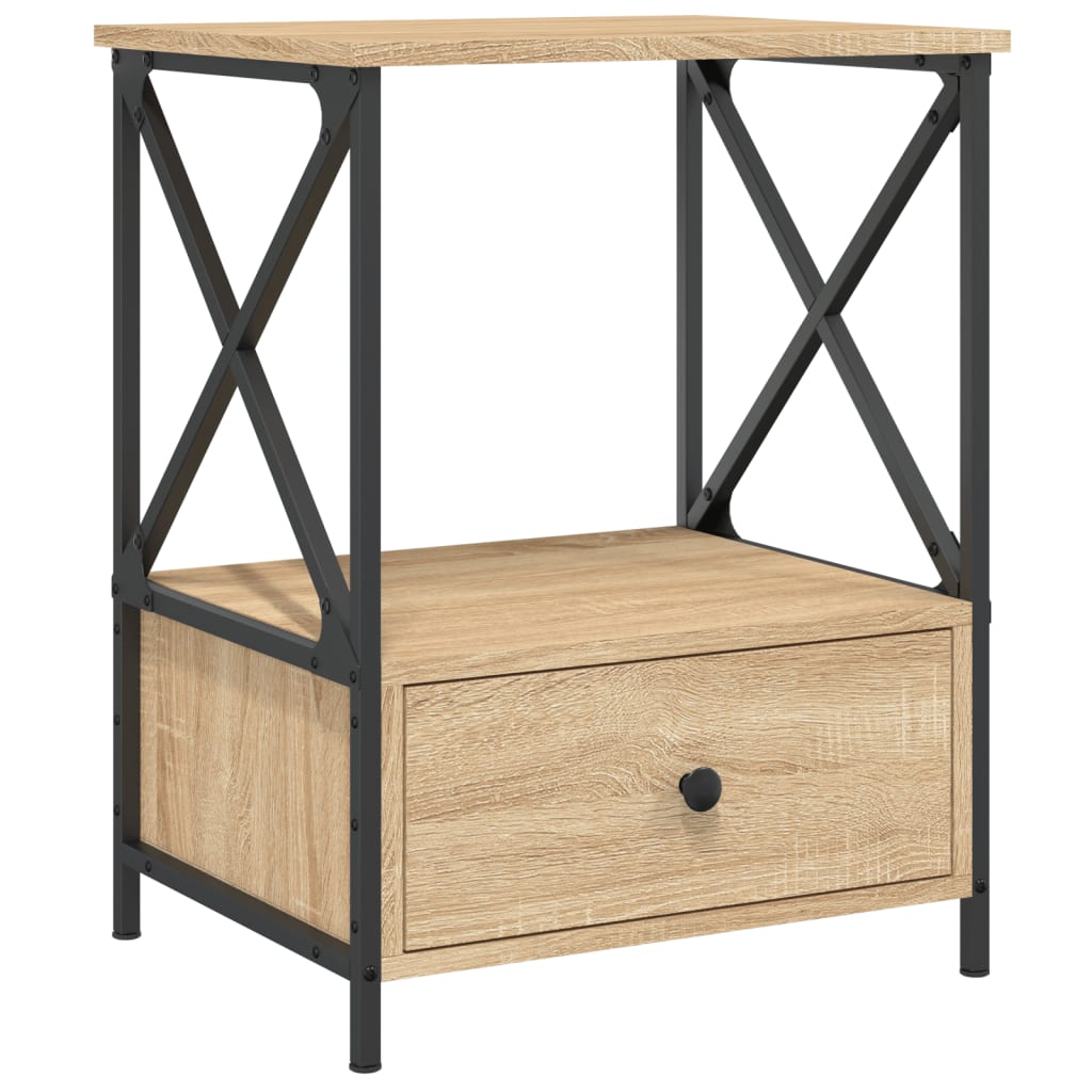 Mesita De Noche Madera De Ingeniería Roble Sonoma 50x41x65 Cm_0