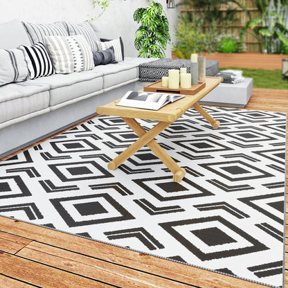 Outsunny Alfombra De Exterior Reversible 182x274 Cm Con Patrón Geométrico_0