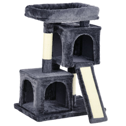 Pawhut Árbol Para Gatos Con Postes Y Tablero Rascador Cuevas Cama Suave 59x39x83_0