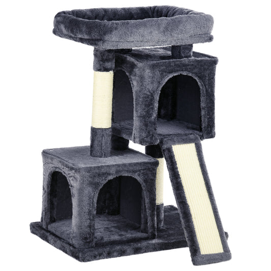 Pawhut Árbol Para Gatos Con Postes Y Tablero Rascador Cuevas Cama Suave 59x39x83_0