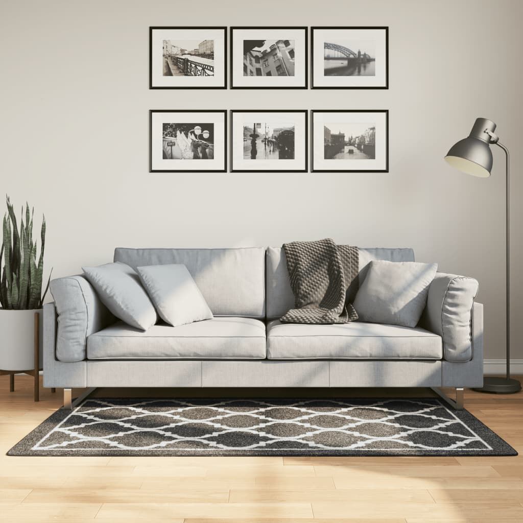 Vidaxl Alfombra Lavable Antideslizante Negro Y Blanco 80x150 Cm_1