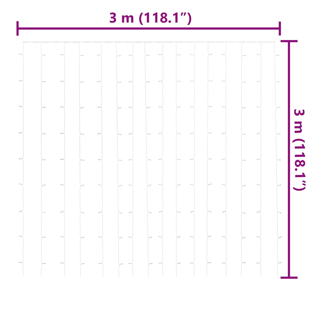 Vidaxl Cortina De Luces Led 300 Led Blanco Frío 8 Funciones 3x3 M_2