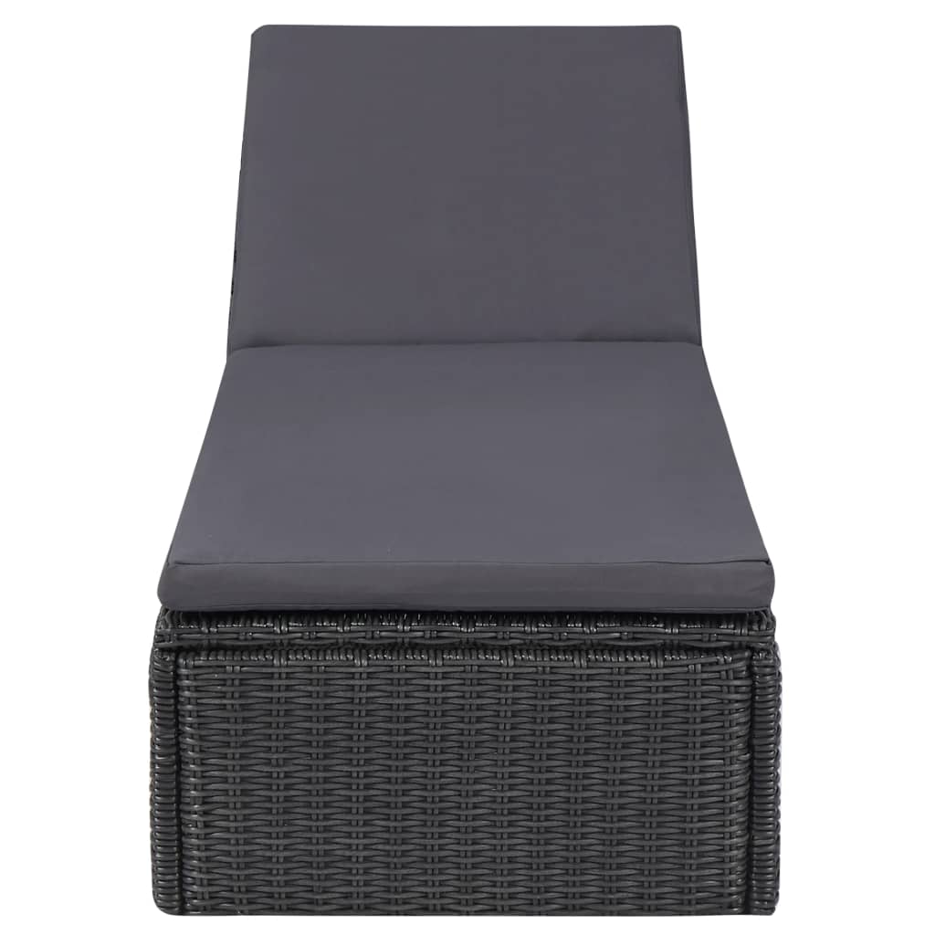 Tumbona De Ratán Sintético Negra Y Gris Oscuro_1