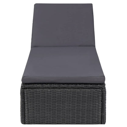 Tumbona De Ratán Sintético Negra Y Gris Oscuro_1