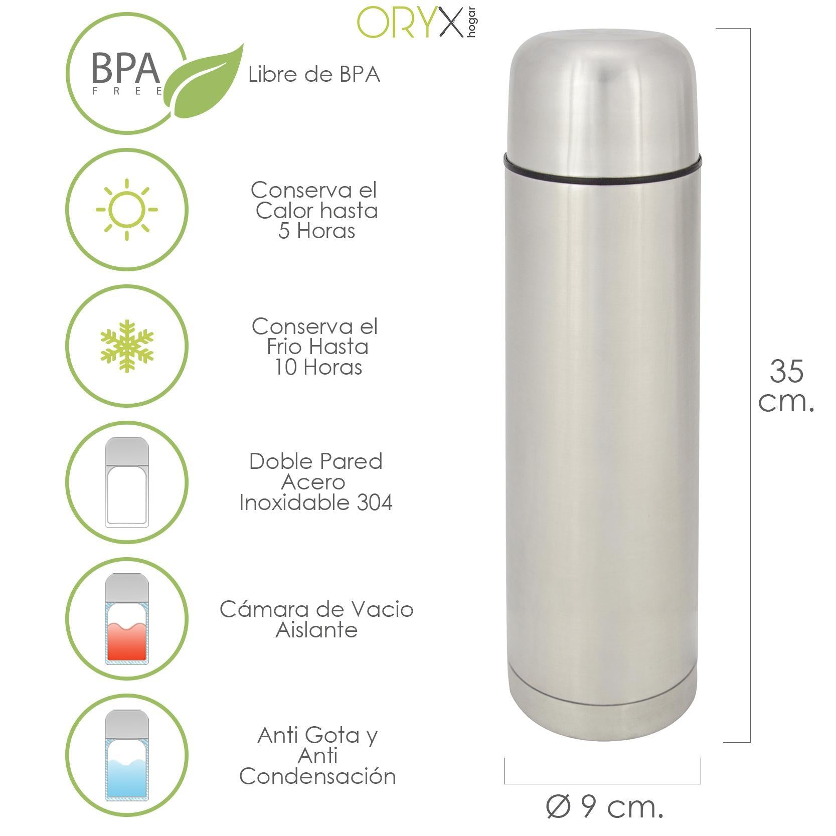 Termo Liquidos, Capacidad 1 Litro, Libre Bpa, Acero Inoxidable, Antigoteo_0