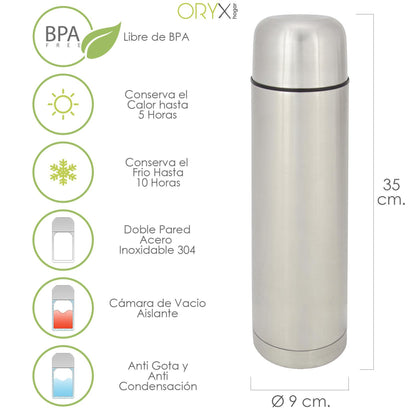 Termo Liquidos, Capacidad 1 Litro, Libre Bpa, Acero Inoxidable, Antigoteo_0