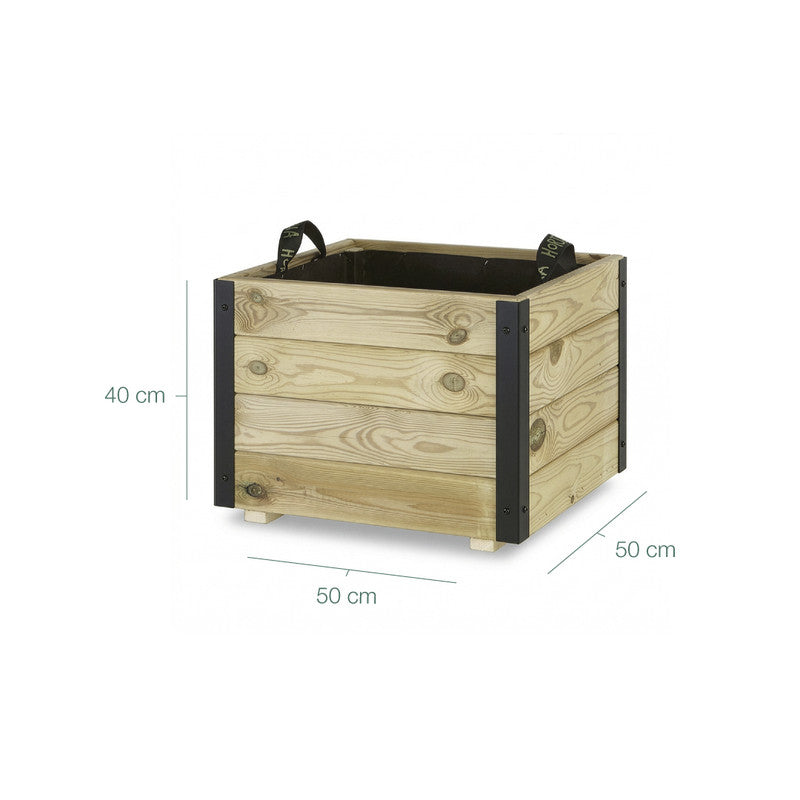Jardinera De Madera Con Refuerzo De Aluminio 50x50x40 Cm Pun Al Hortalia_2