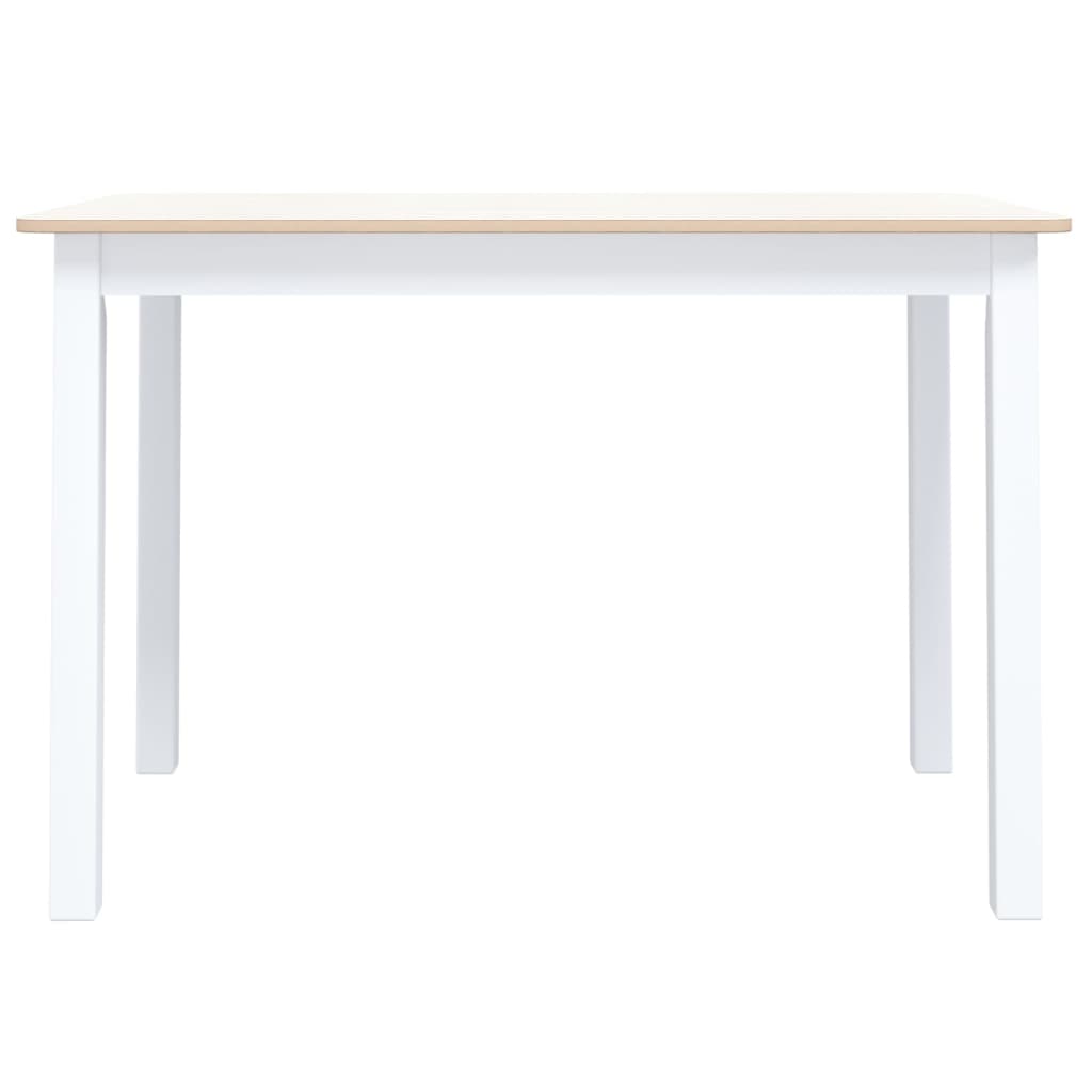 Mesa De Comedor Madera De Caucho Blanco Y Marrón 114x71x75 Cm_1