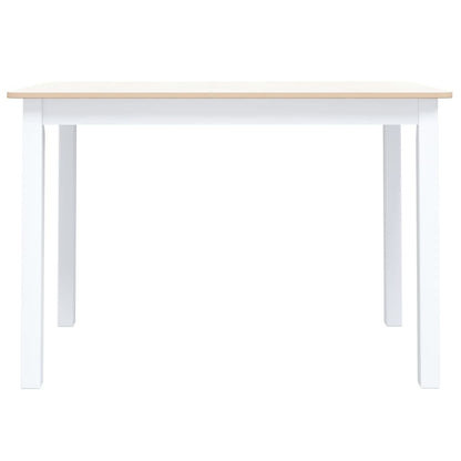 Mesa De Comedor Madera De Caucho Blanco Y Marrón 114x71x75 Cm_1