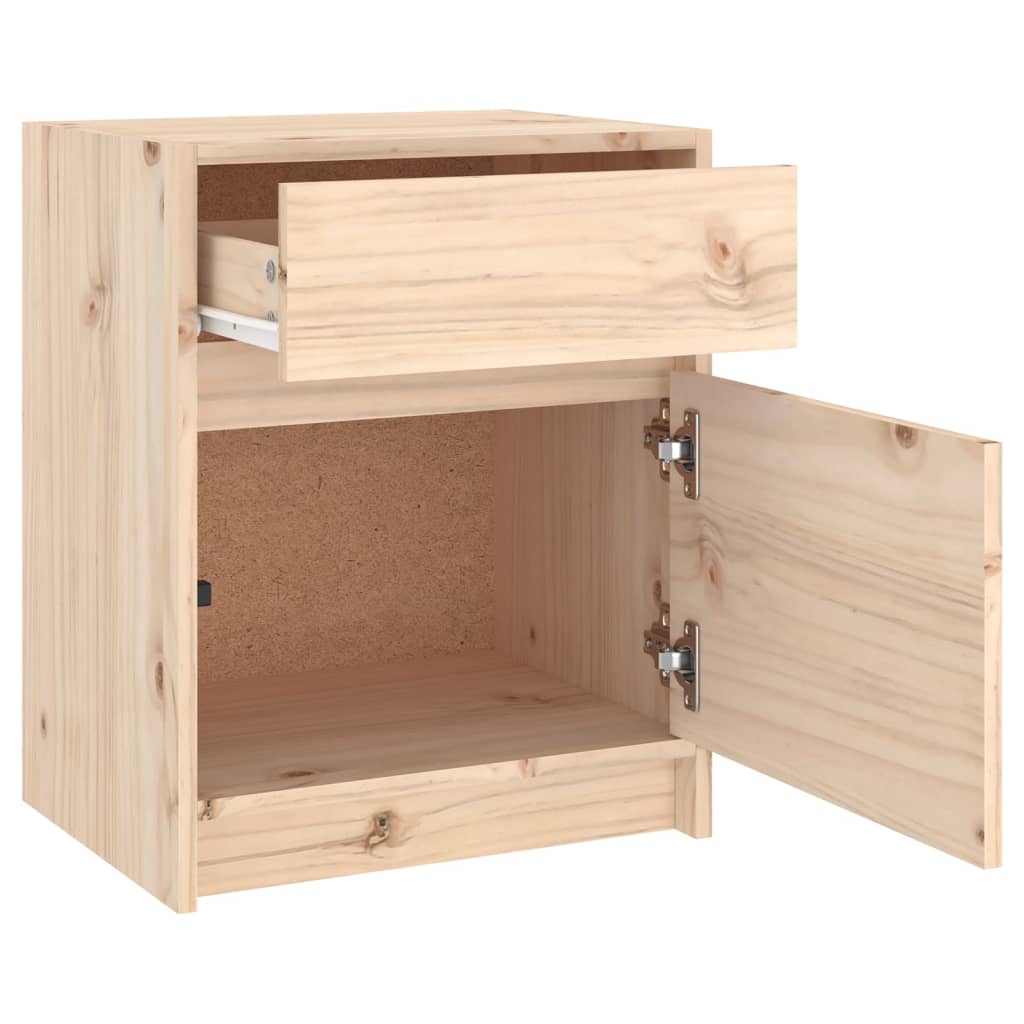 Mesita De Noche Madera Maciza De Pino 40x31x50 Cm_4