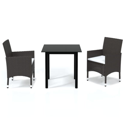 Set Comedor De Jardín 3 Pzas Con Cojines Ratán Sintético Marrón / Vetonek_5