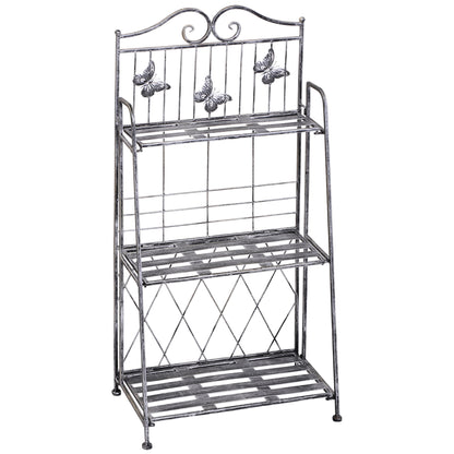 Outsunny Estantería Para Plantas Plegable De 3 Niveles Gris Plateado_0