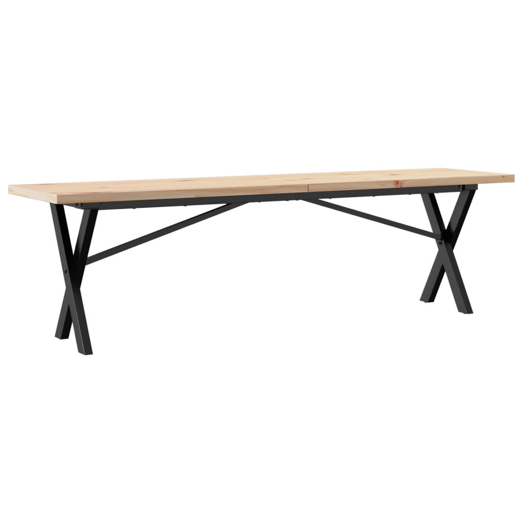 Mesa De Centro Marco X Madera Maciza Pino Y Acero 160x40x45,5cm_4