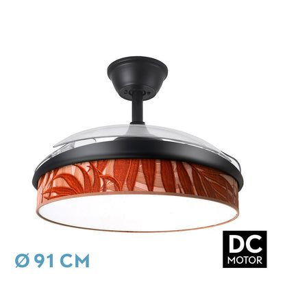 Ventilador Dc Moda 72w Negro/hoja Caldera 91d 3aspas 7200lm 3000k, 4000k, 6000k Remoto+ Memoria+ Temporizador_0