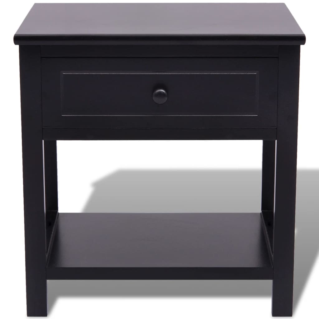 Mesita De Noche De Madera Negro_1