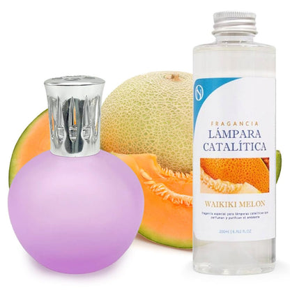 Lámpara Catalítica Fucsia Mate + Fragancia Waikiki Melon 500 Ml - Elimina Malos Olores, Impurezas Y Perfuma_0