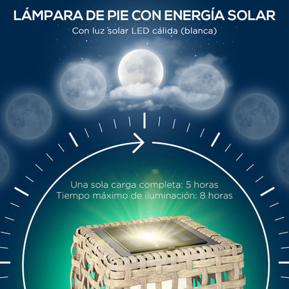 Outsunny Lámpara Solar De Jardín De Ratán Sintético Con Luces Led 21x21x78 Cm_4
