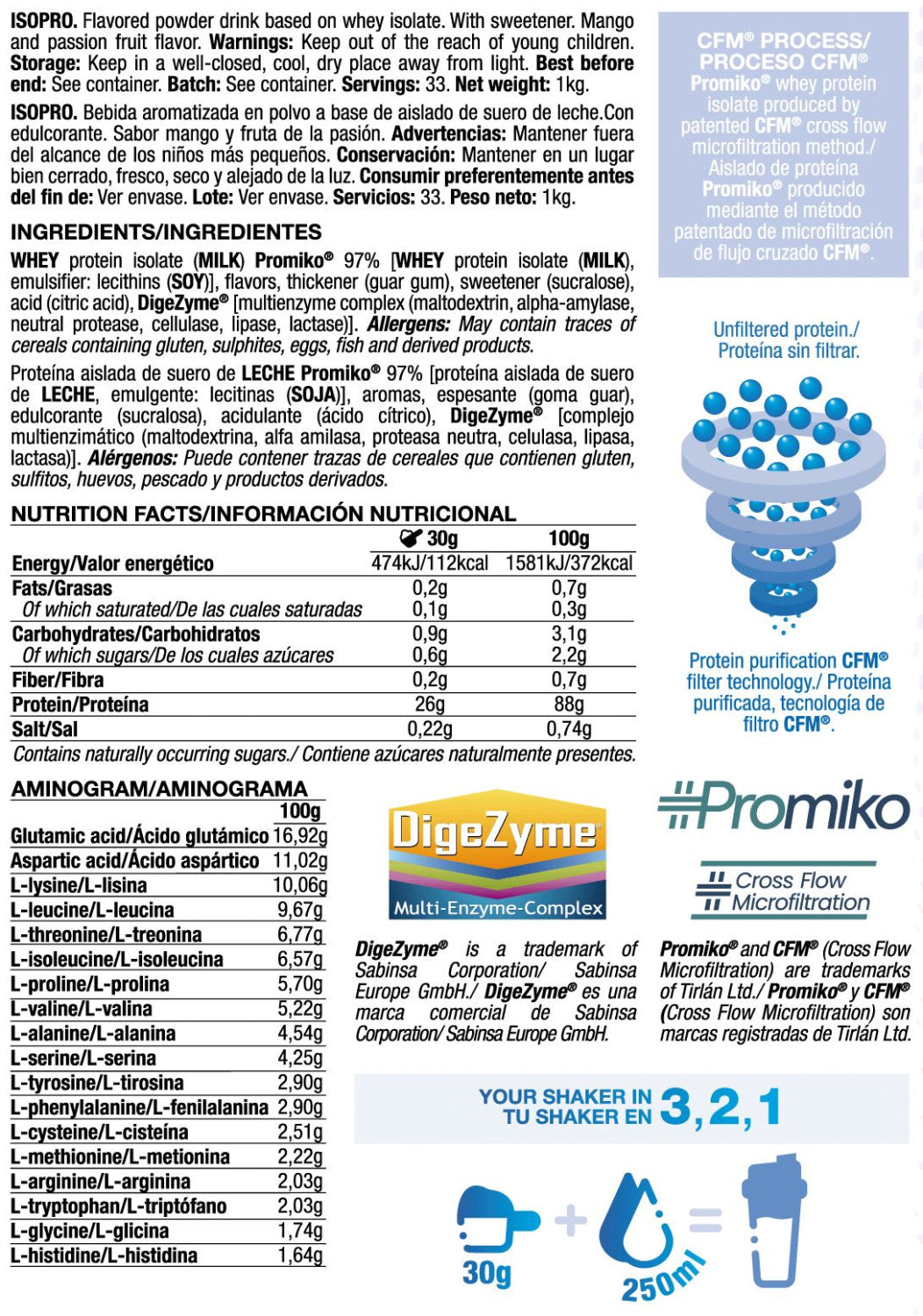 Isopro Cfm - 1kg - Mango Y Fruta De La Pasión - Proteína De Aislado De Suero Isolate - Quamtrax_5