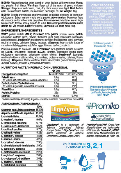 Isopro Cfm - 1kg - Mango Y Fruta De La Pasión - Proteína De Aislado De Suero Isolate - Quamtrax_5