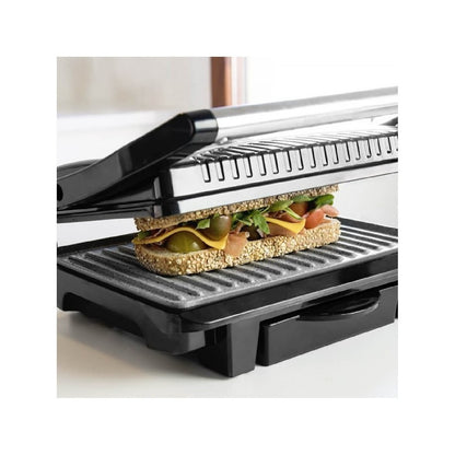 Parrilla Eléctrica Rock'ngrill 1000. 1000 W, Revestimiento Antiadherente Rockstone, Placa Superior Flotante, Cajetín Recogegrasas, 25.5 X 29.5 X 10_1