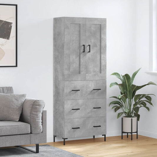 Aparador Alto Madera Contrachapada Gris Hormigón 69,5x34x180 Cm_0