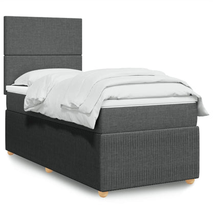 Cama Box Spring Con Colchón Tela Gris Oscuro 90x190 Cm / Vetonek_4
