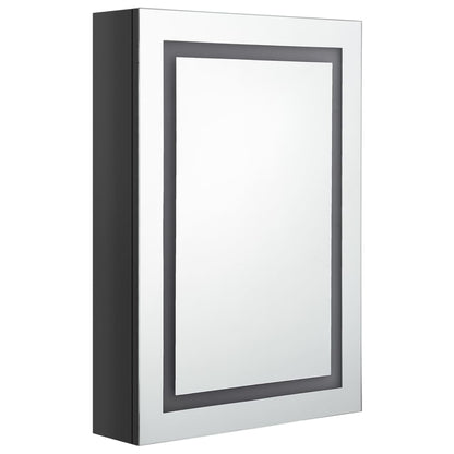 Armario De Baño Con Espejo Led Negro Brillante 50x13x70 Cm_2