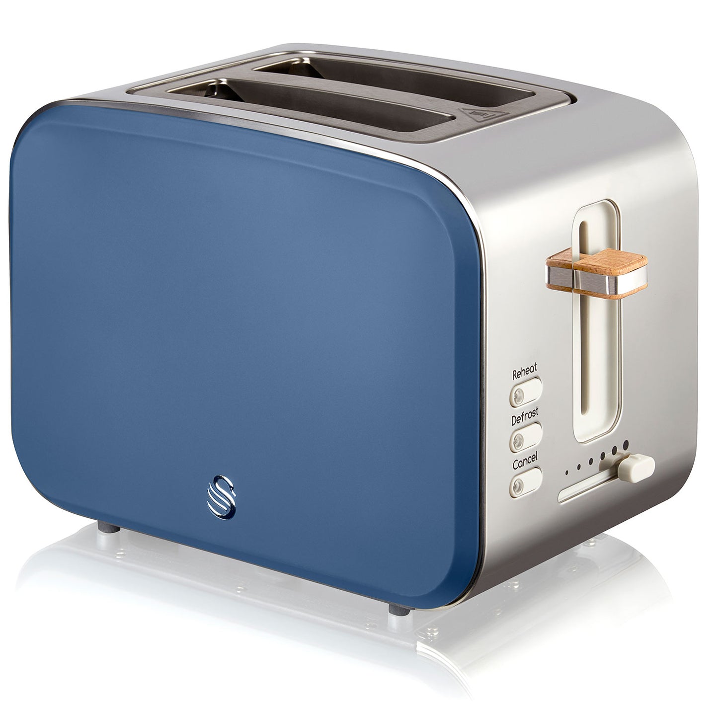 Swan Nordic Tostadora Pan Ranura Ancha 2 Rebanadas, 3 Funciones, 6 Niveles, Diseño Moderno, St14610bluneu, Azul 900w_0