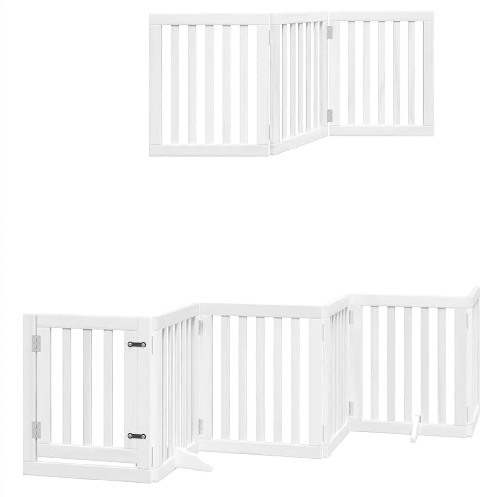 Vidaxl Puerta De Perros Plegable 15 Paneles Madera Álamo Blanca 750 Cm_2