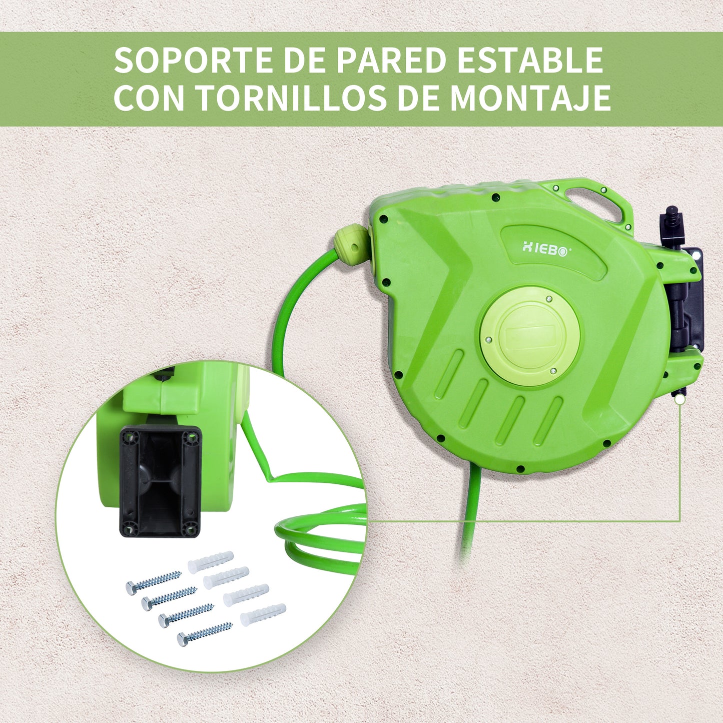 Outsunny Carrete Para Manguera Soporte Portamanguera 20m Roll-up Automático_5