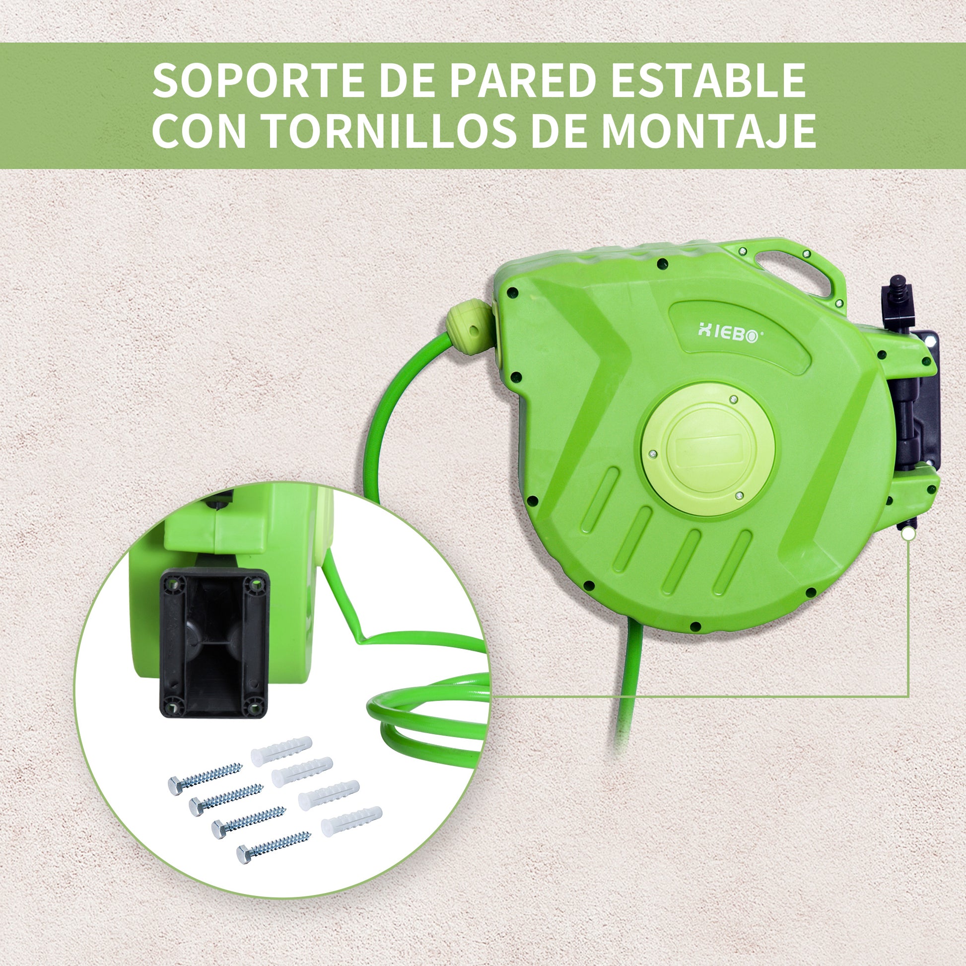 Outsunny Carrete Para Manguera Soporte Portamanguera 20m Roll-up Automático_5