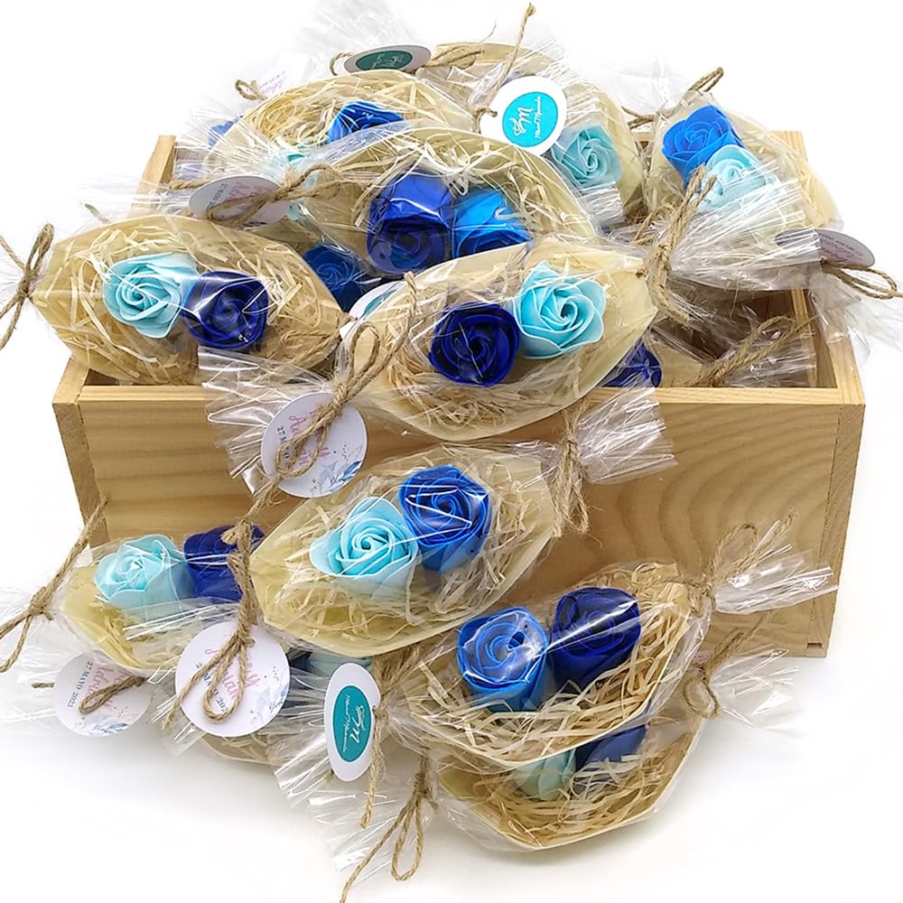 25 Barcas Con Flores Para Regalo Invitados (azul) - Rosas De Jabón Para Baño Aromático. Detalle Original Para Eventos_3