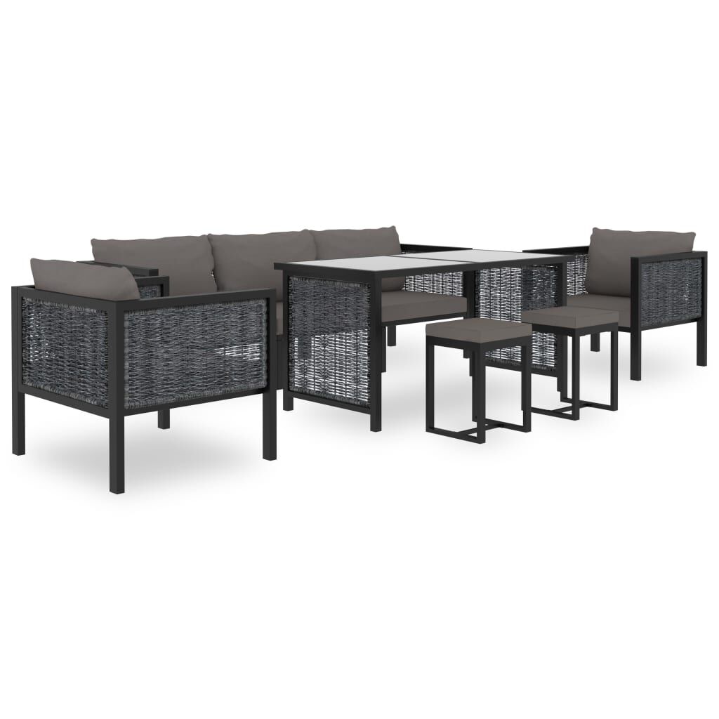 Vidaxl Muebles Jardín 8 Pzas Y Cojines Ratán Sintético Gris Antracita_0