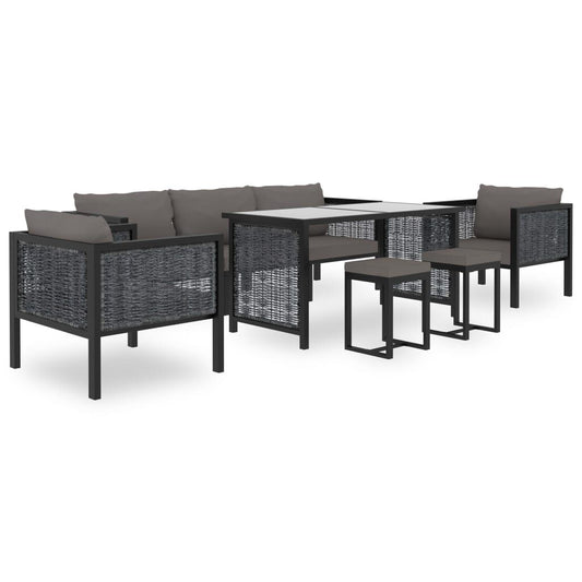 Vidaxl Muebles Jardín 8 Pzas Y Cojines Ratán Sintético Gris Antracita_0