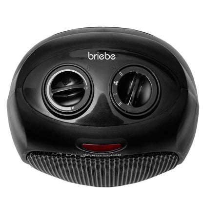 Calefactor Cerámico Portátil Ptc, Termostato Regulable, 2 Niveles Potencia, Función Ventilador, Briebe, Ht1128, Negro