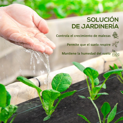 Outsunny Malla Antimaleza 2x50 M 130 G/m² Para Control De Malezas Malas Negro_3