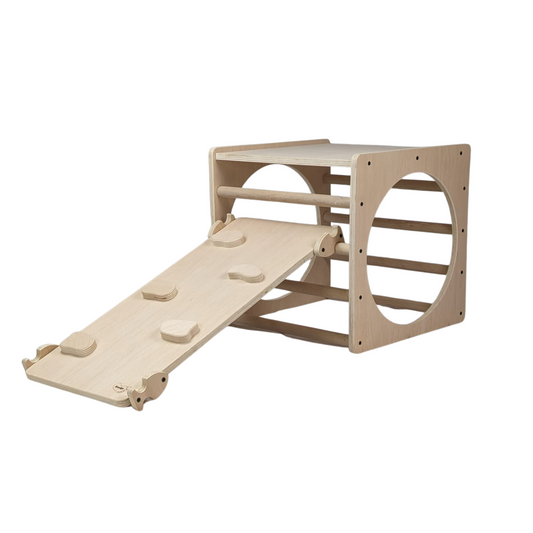 Cubo De Escalada/aprendizaje Pikler De Madera + Rampa Presas. Med: 50 X 50 X 50 Cm. Cunkrl0011. Woodgo._0